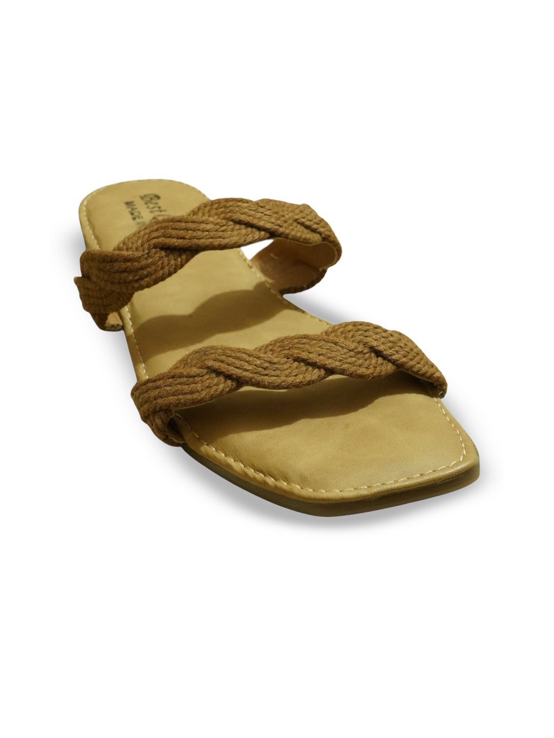 DEKA Shoes Women Woven Design Open Toe Slip-On Flats