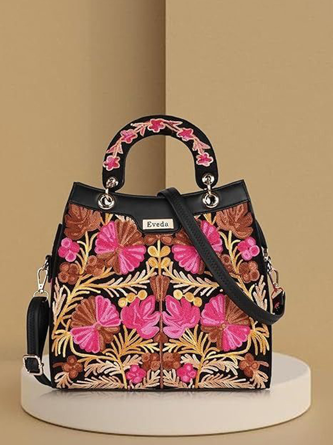 EVEDA Women Floral Printed Structured Satchel Bag
