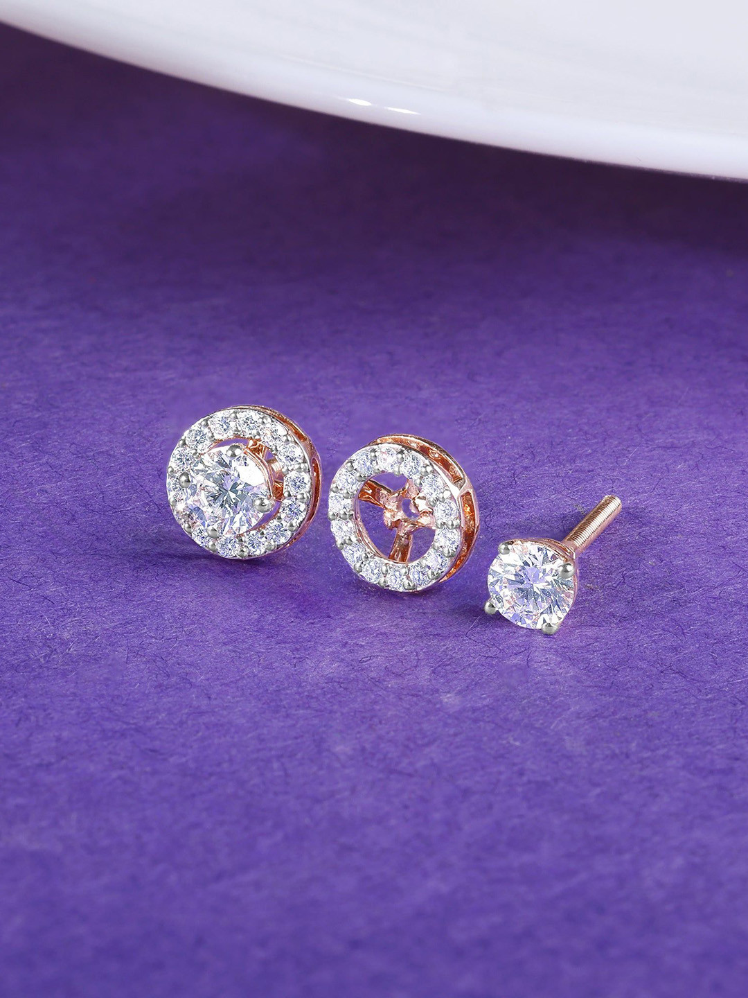 GIVA Women Rose Gold Earrings Diamond-1.74 gms