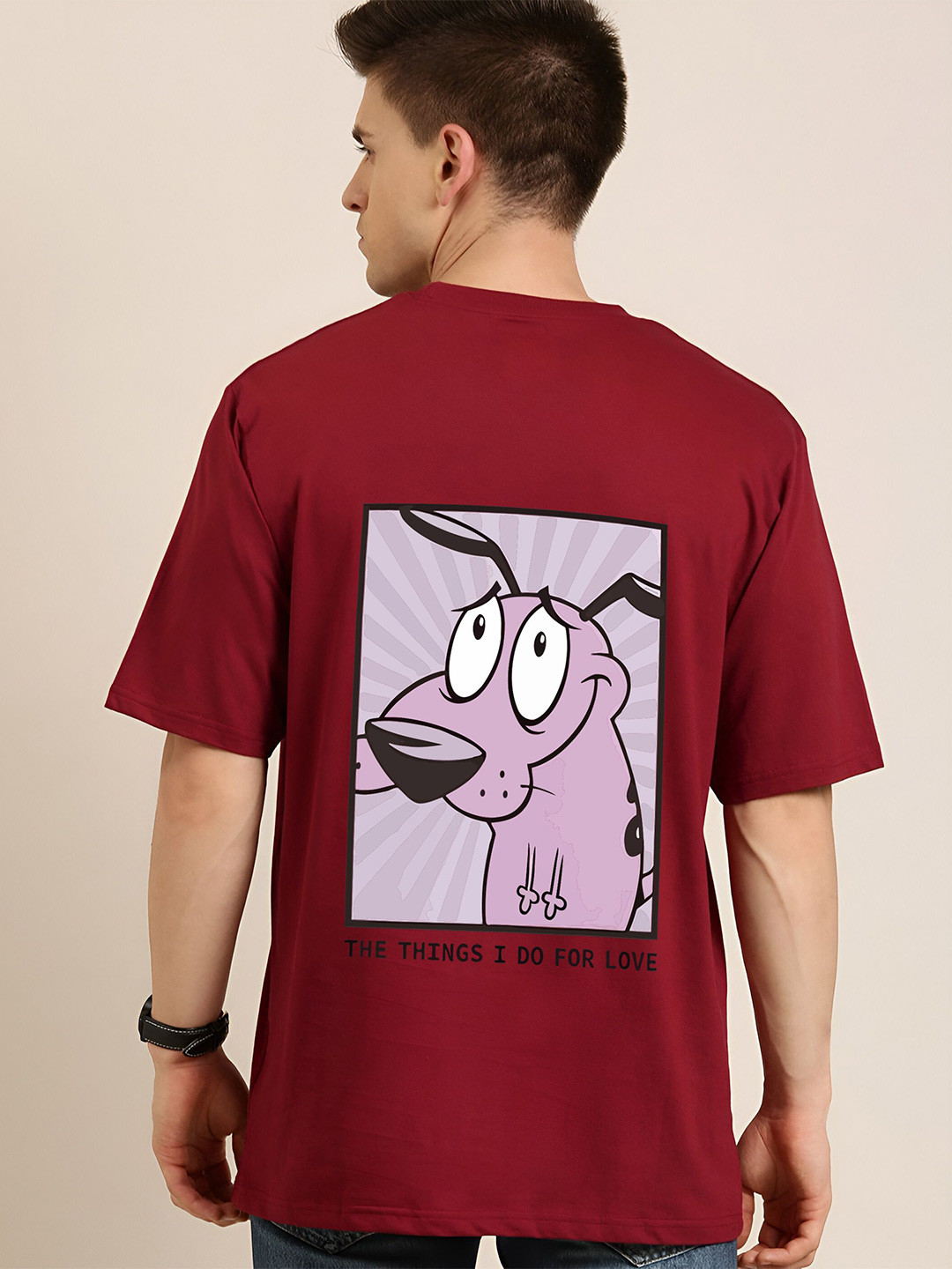 Jack Paris Men Cowardly Dog Graphic Printed Relaxed Fit Cotton T-shirt