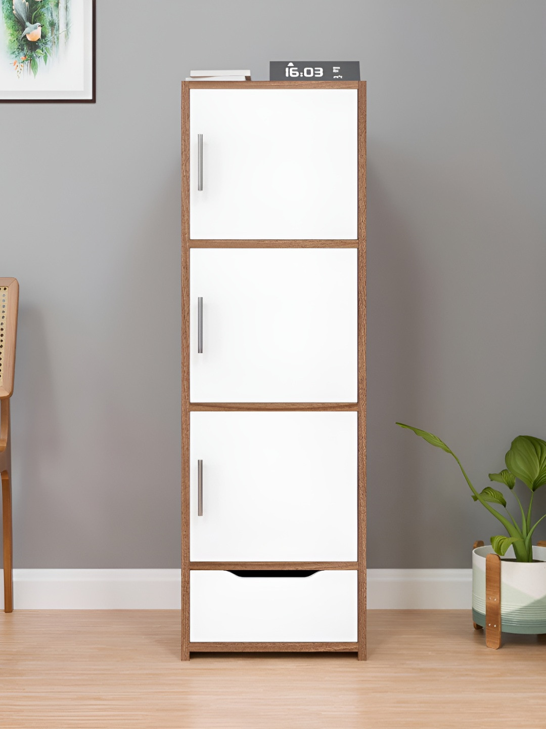 SPYDER CRAFT White & Brown Free Standing 4 Tier Storage Cabinet
