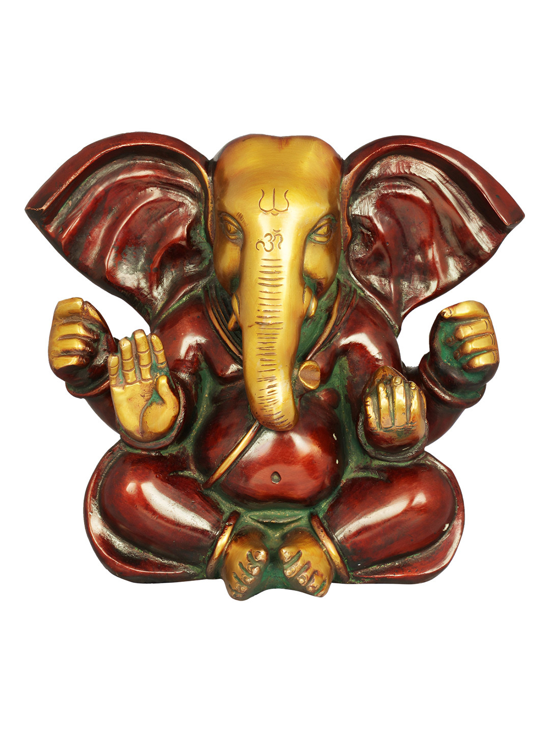 Exotic India Horse Cart Red Brass Metallic Living Room Hand Made Small Showpiece - 7.7 Inches