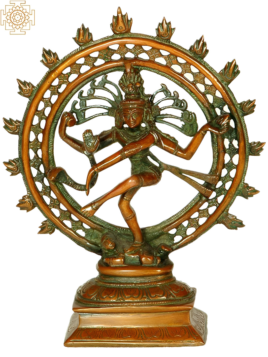 Exotic India Nataraja Gold Brass Metallic Prayer Room Hand Made Medium Showpiece - 9.5 Inches