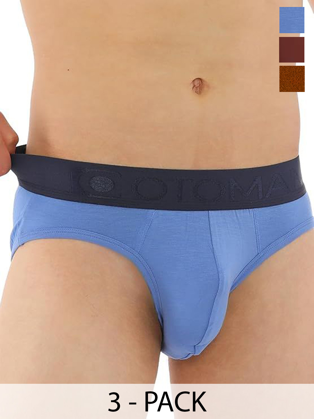 OTOMAN Pack Of 3 Mid Rise Basic Briefs 3-SOLID-BRIEF-MULTI-S