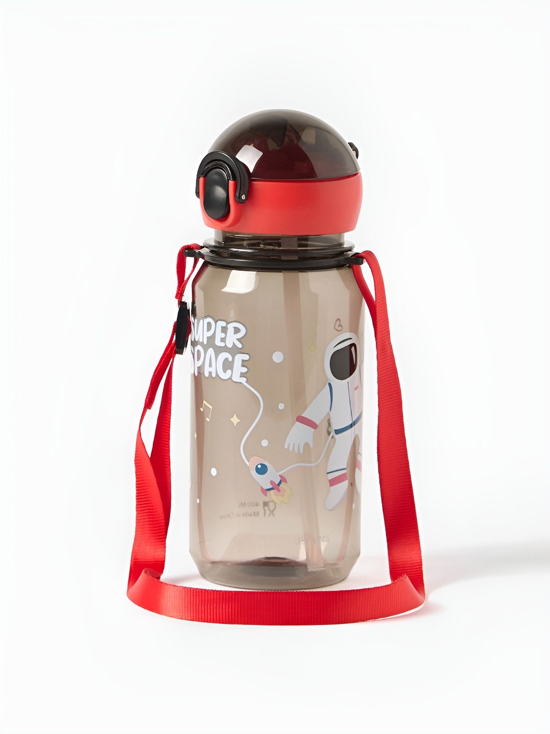 Juniors by Babyshop Kids Red Space Printed Flip Straw Tritan Water Bottle - 400 ml