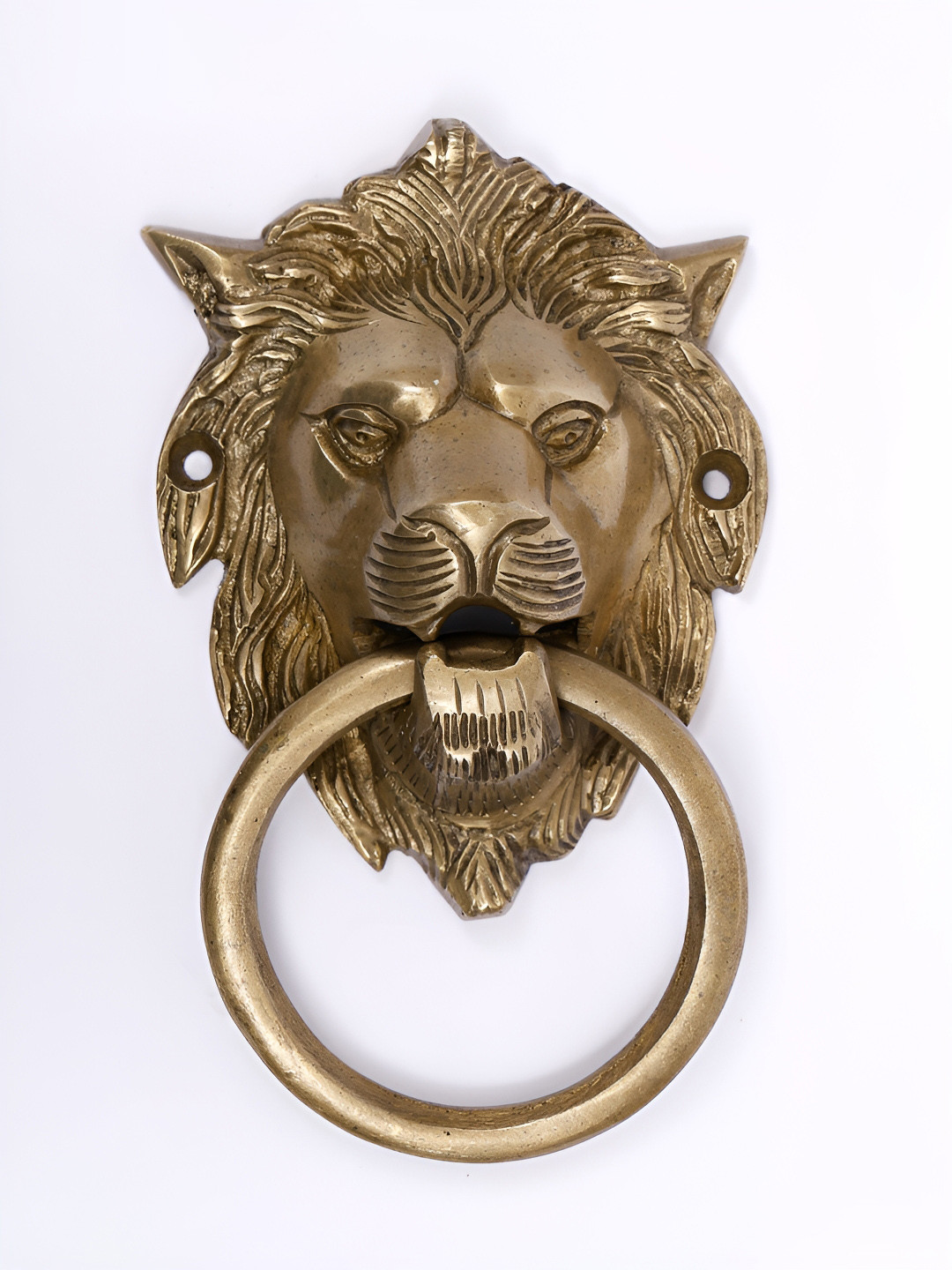 Exotic India Yellow Brass Lion Door Knocker