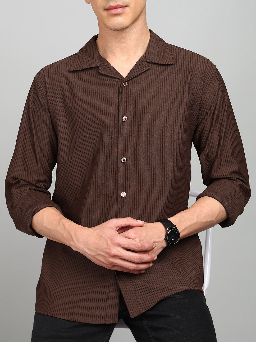 SURHI Men Comfort Textured Regular Fit Casual Shirt