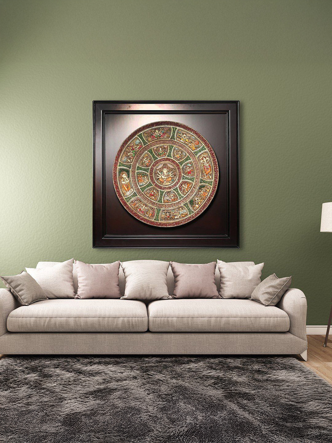 Exotic India Forms of Ganesha Wood Ethnic Motifs Matte Hall Spiritual Wall Decor-41.7In