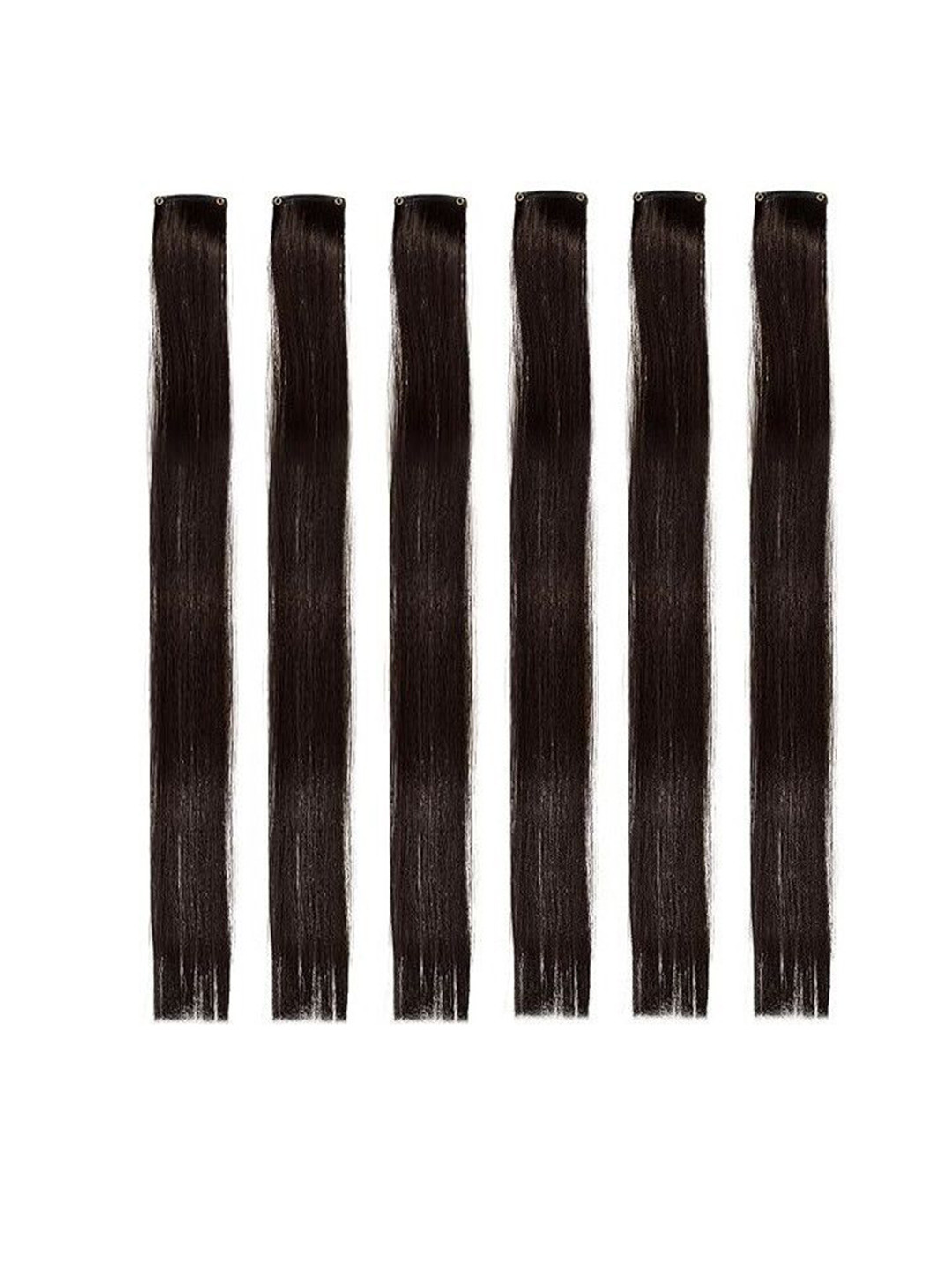 ABS Set Of 6 Clip-In Straight Locks Streak Highlight Hair Extension - Brown - 17.5 Inch