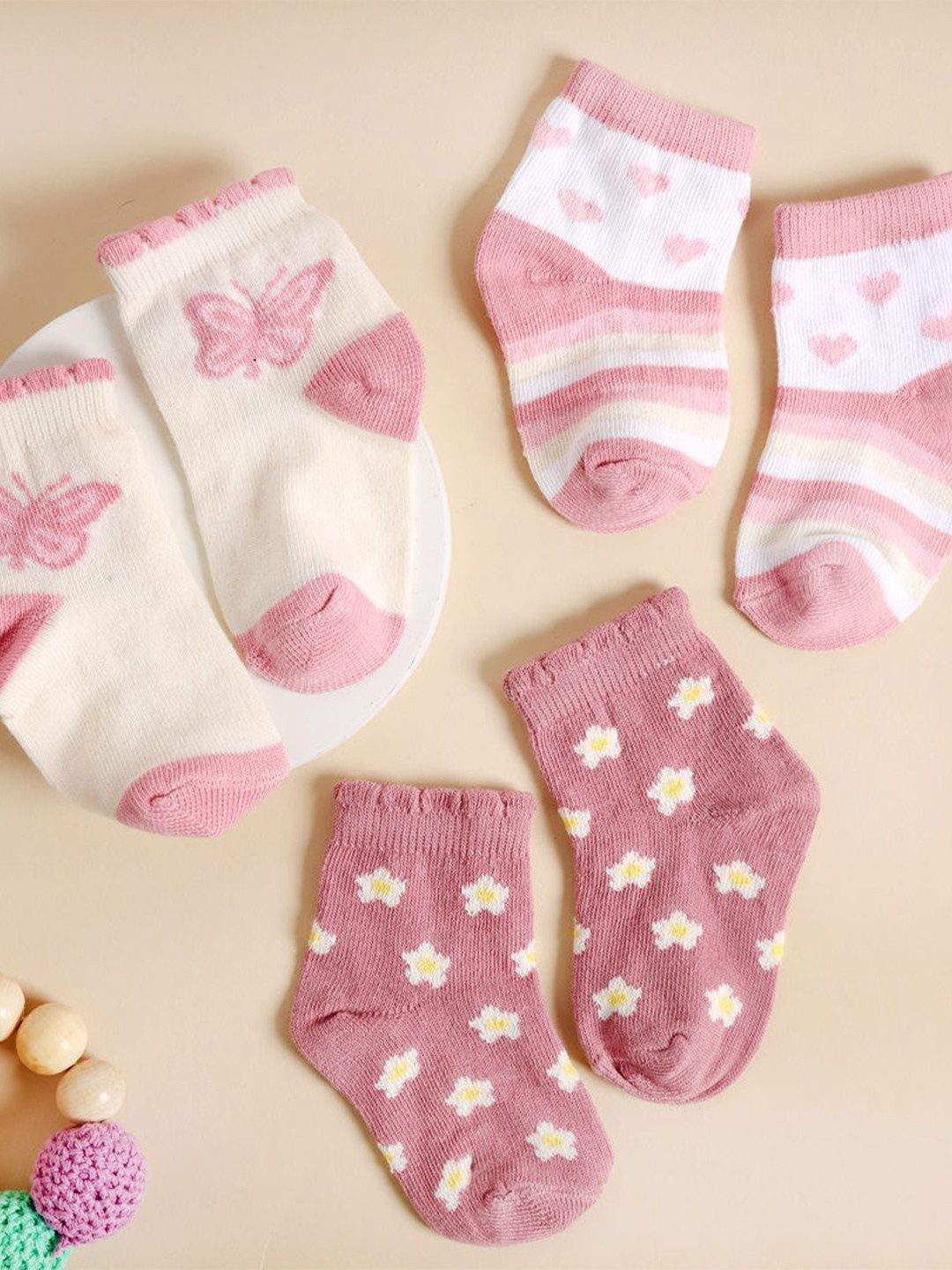KICKS & CRAWL Infants Pack Of 3 Printed Ankle-Length Socks