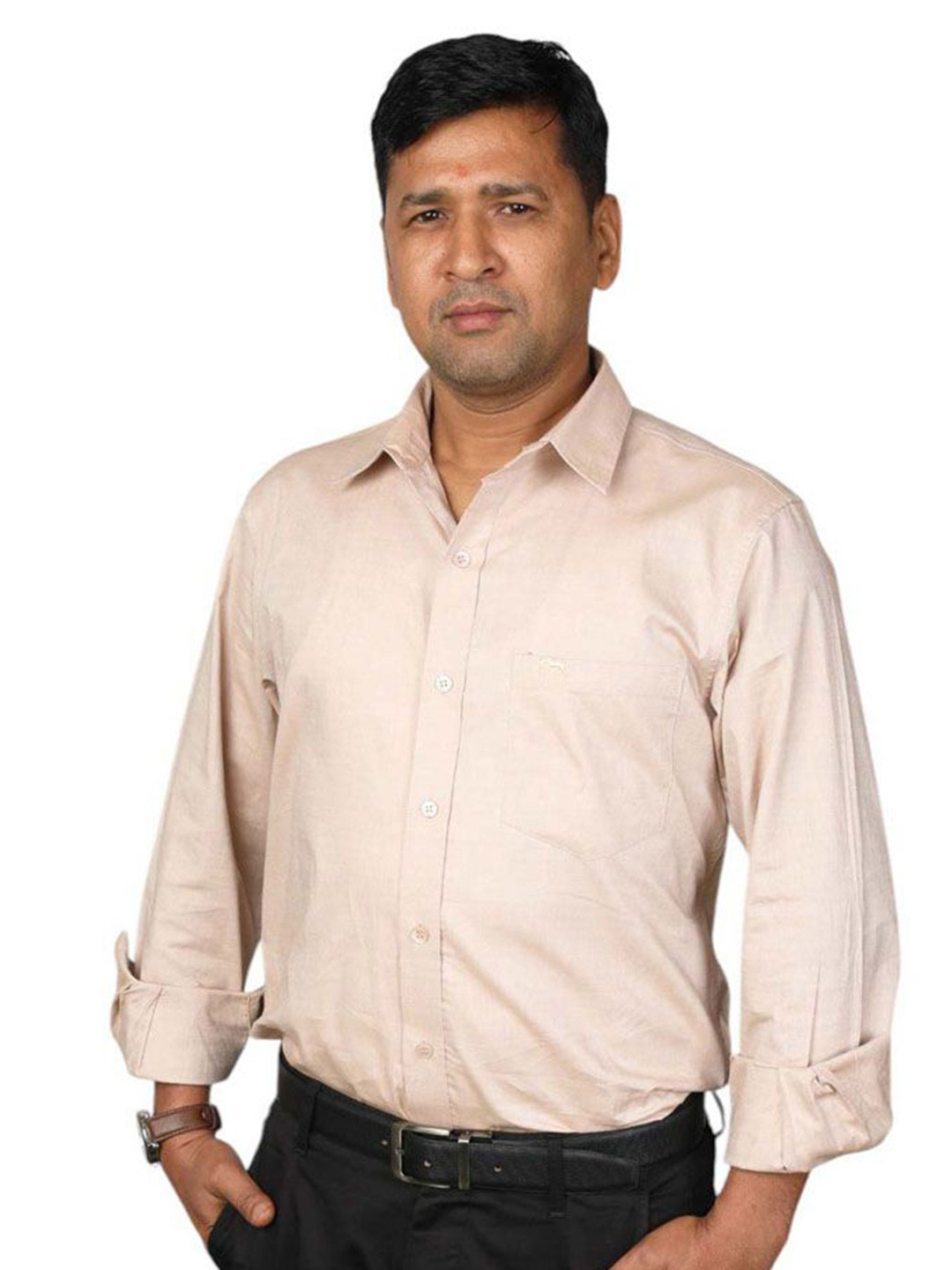 JUMP USA Men Smart Fit Solid Spread Collar Cotton Formal Shirt