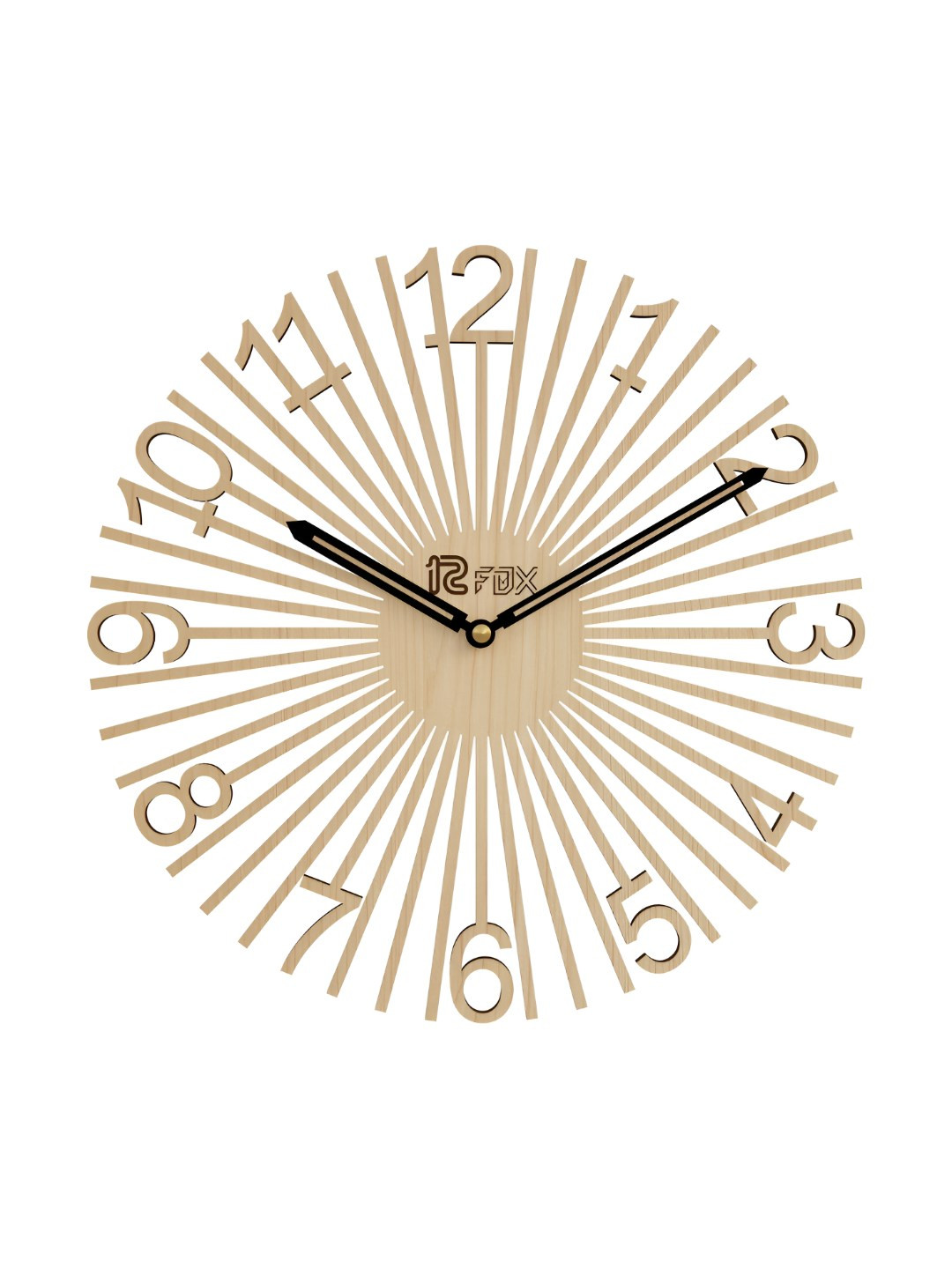 12 fox Yellow & Black Contemporary Analogue Round Wooden Wall Clock