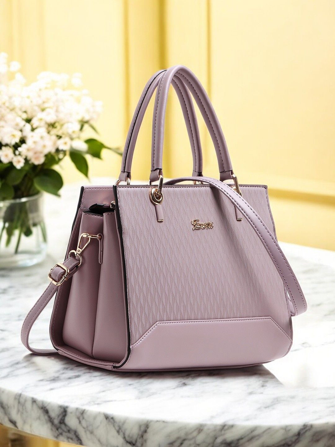 Exotic Self Design Synthetic Leather Large Structured Handheld Bag