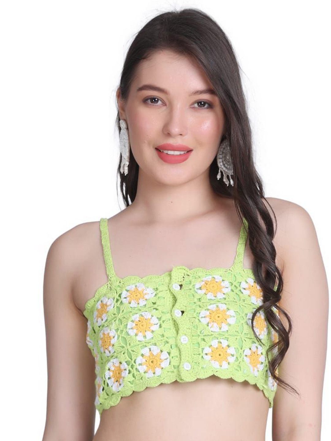 NYCRA Embroidered Cotton Crochet Bralette Crop Top