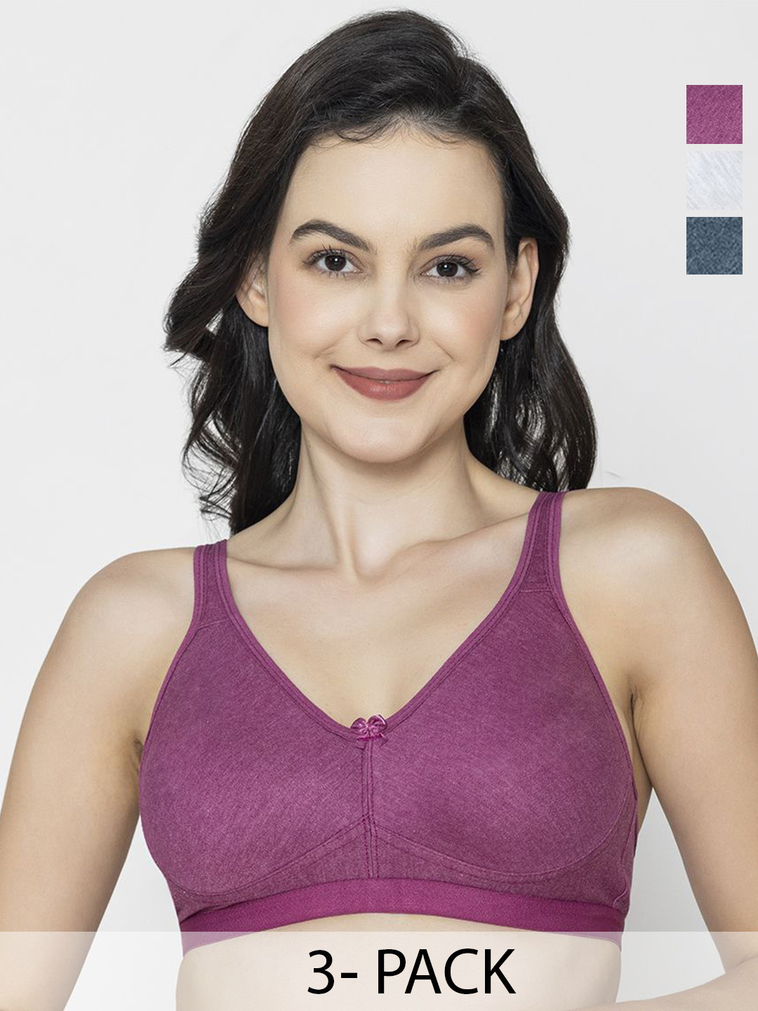 Designer Bugs Pack Of 3 T-Shirt Non Padded Full Coverage Cotton Bra