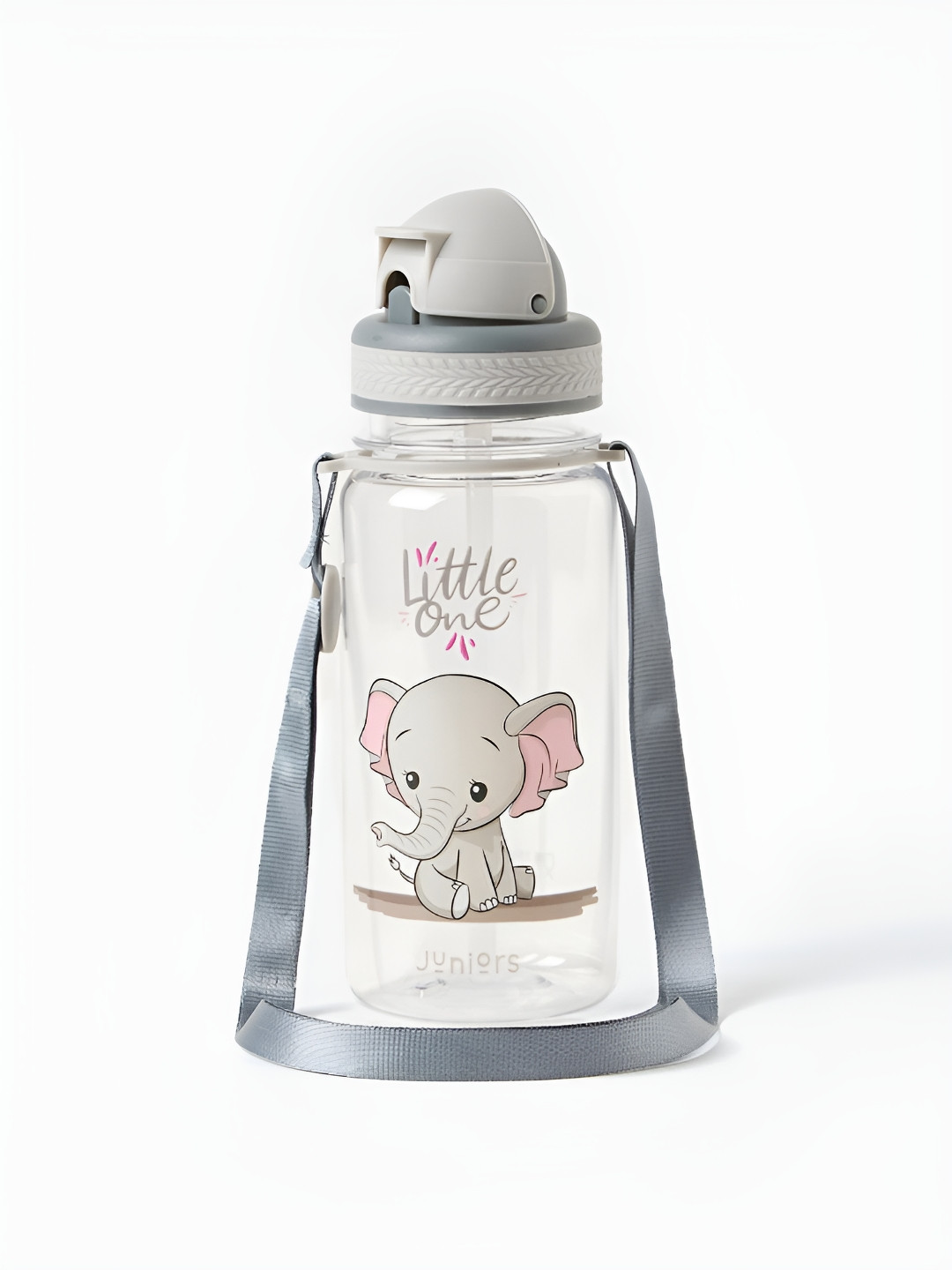 Juniors by Babyshop Kids Grey Elephant Printed Flip Straw Tritan Water Bottle - 350 ml