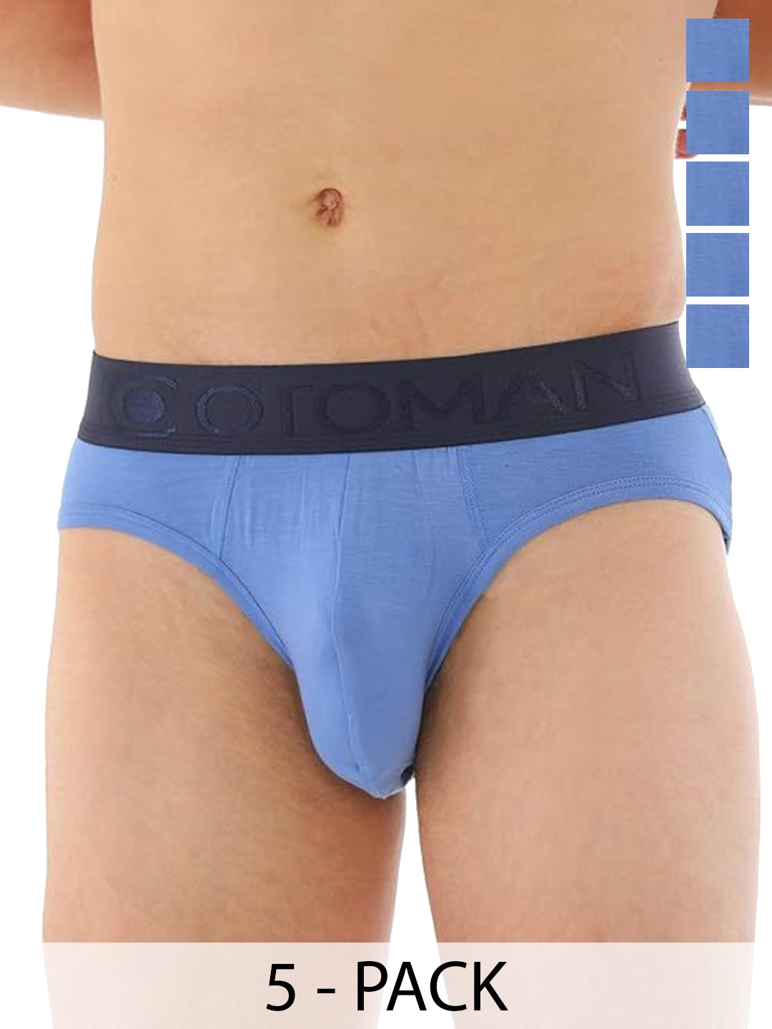 OTOMAN Pack Of 5 Mid Rise Breathable Briefs 5-SOLID-BRIEF-BLUE-S