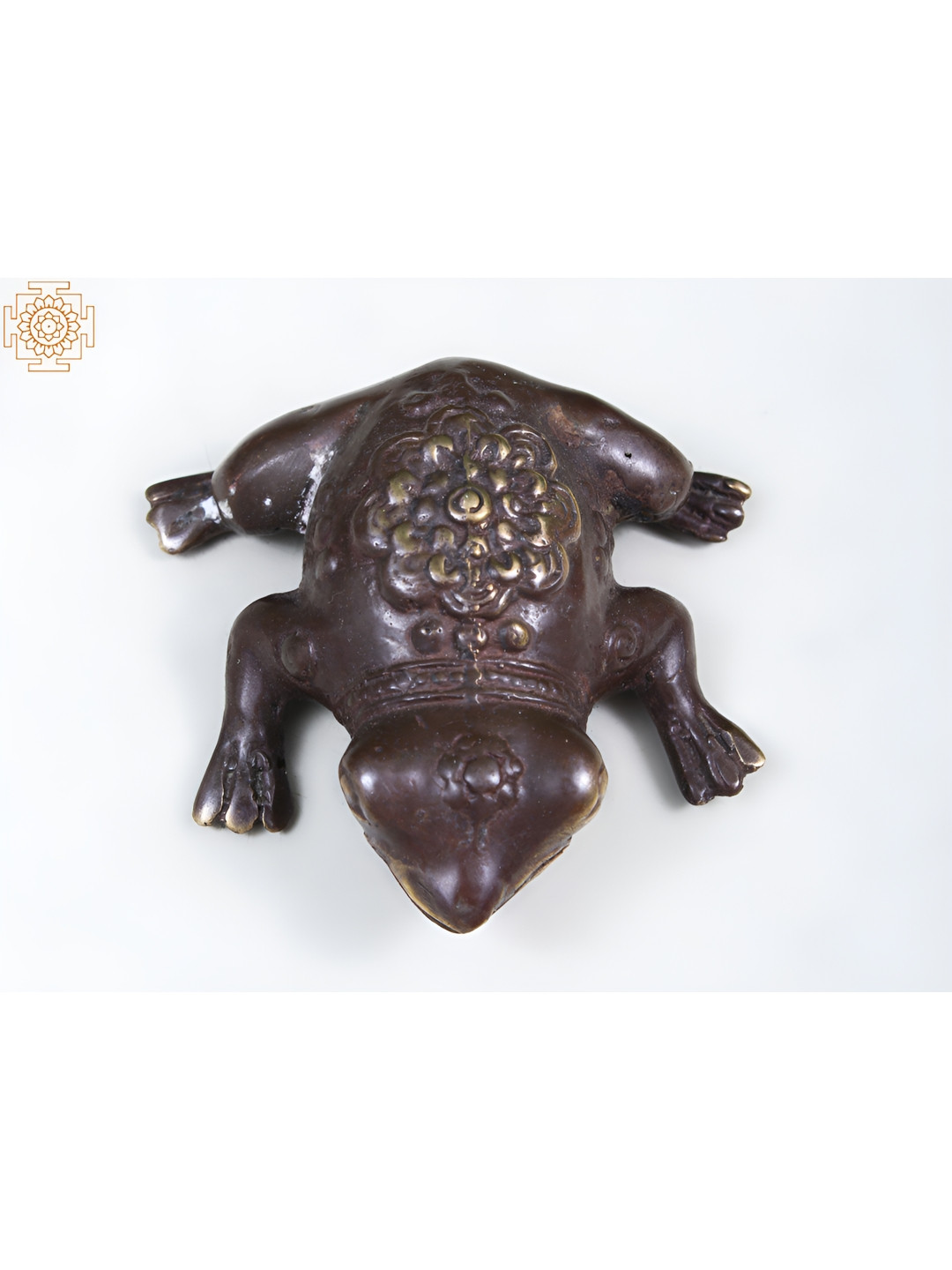 Exotic India Frog Gold Brass Metallic Living Room Tiny Showpiece - 1 Inches
