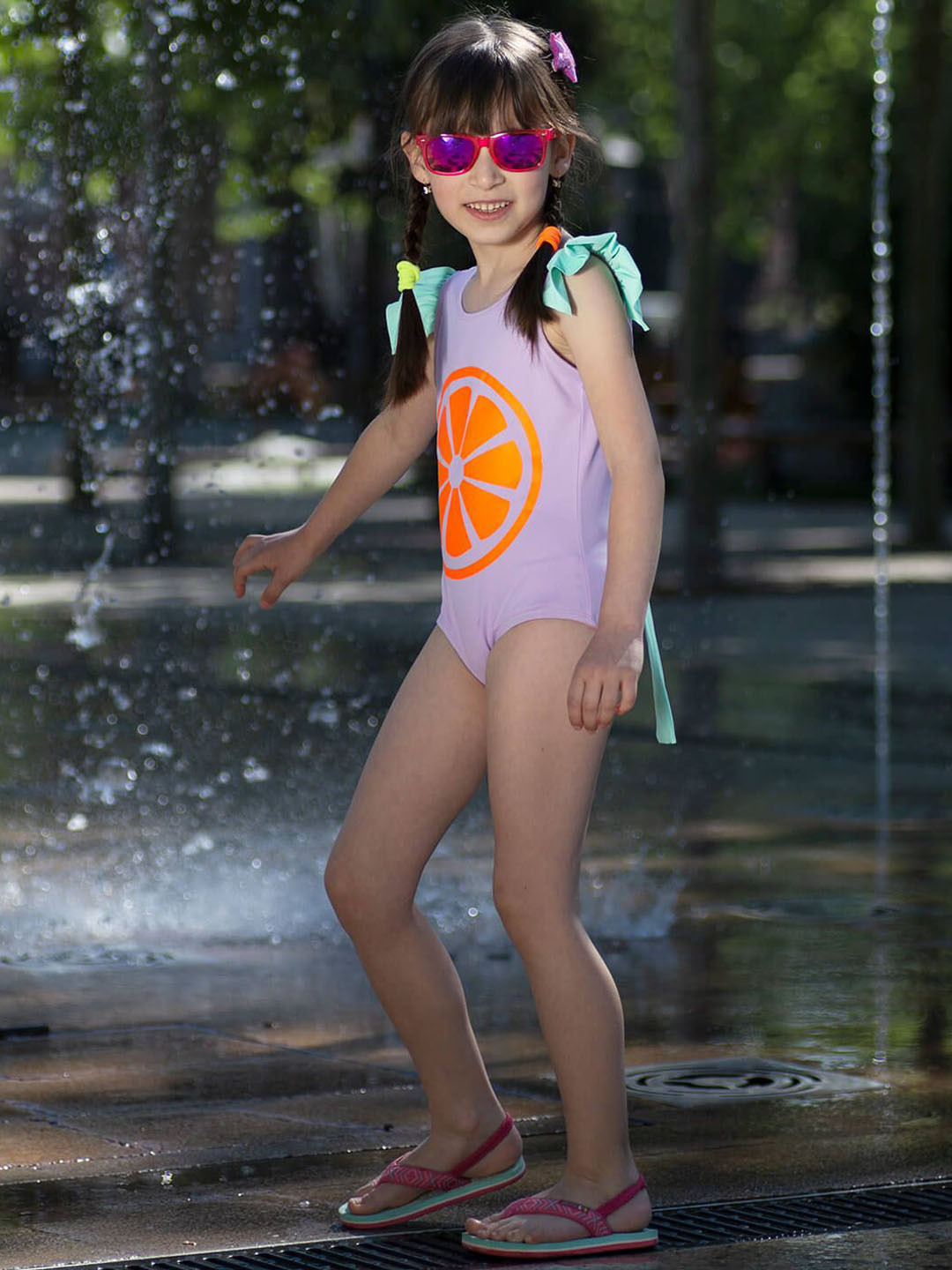 Anaario Girls Light Purple Orange One Piece