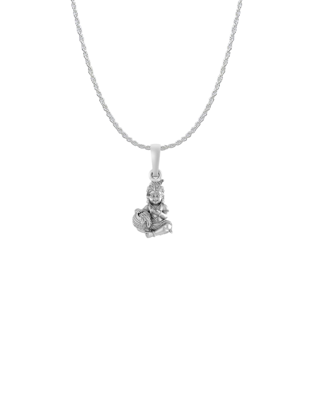 Metronaut 92.5 Sterling Silver Laddu Gopal Pendant With Rope Chain