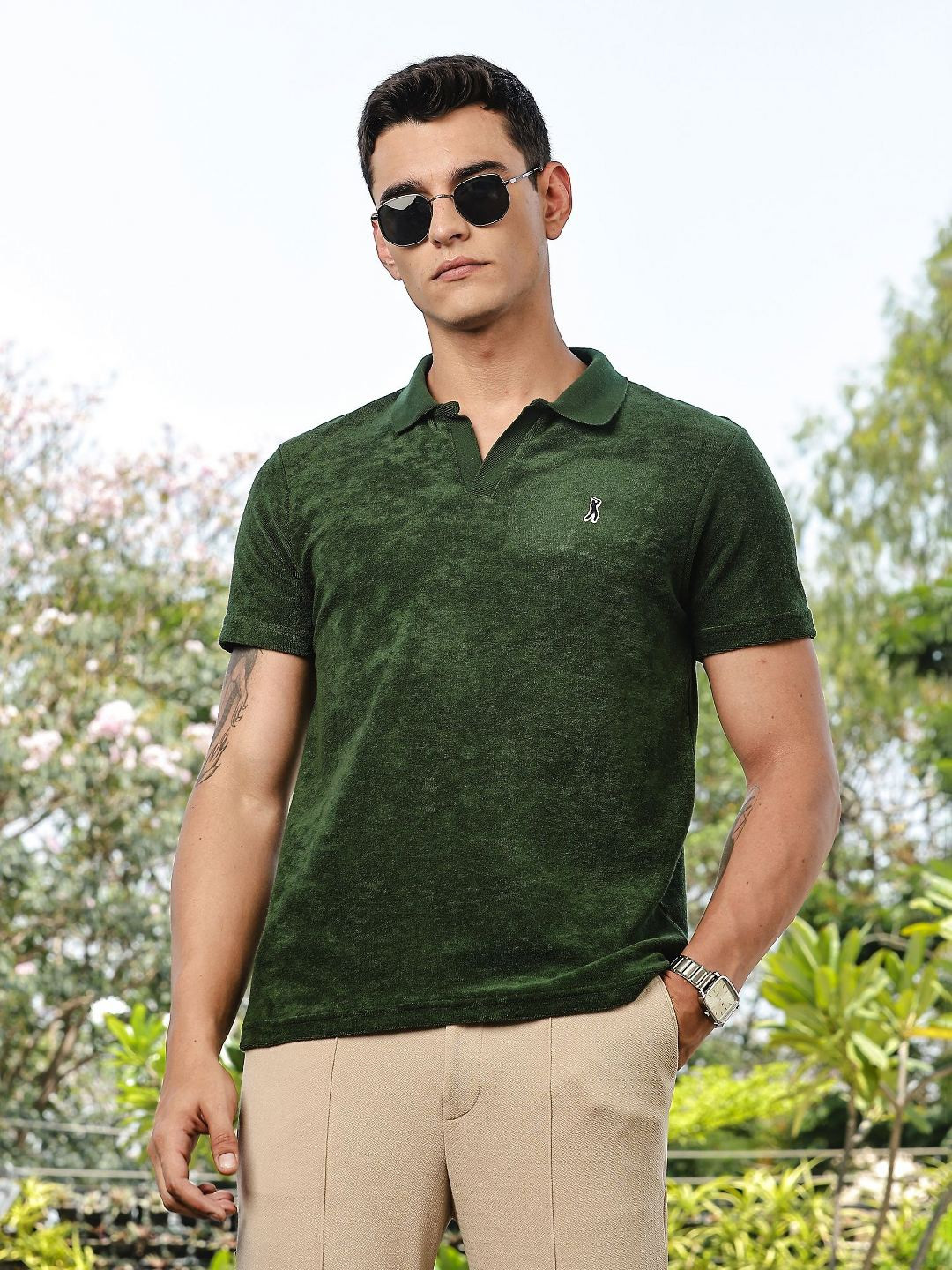 Thomas Scott Men Towel Terry Polo Collar T-shirt