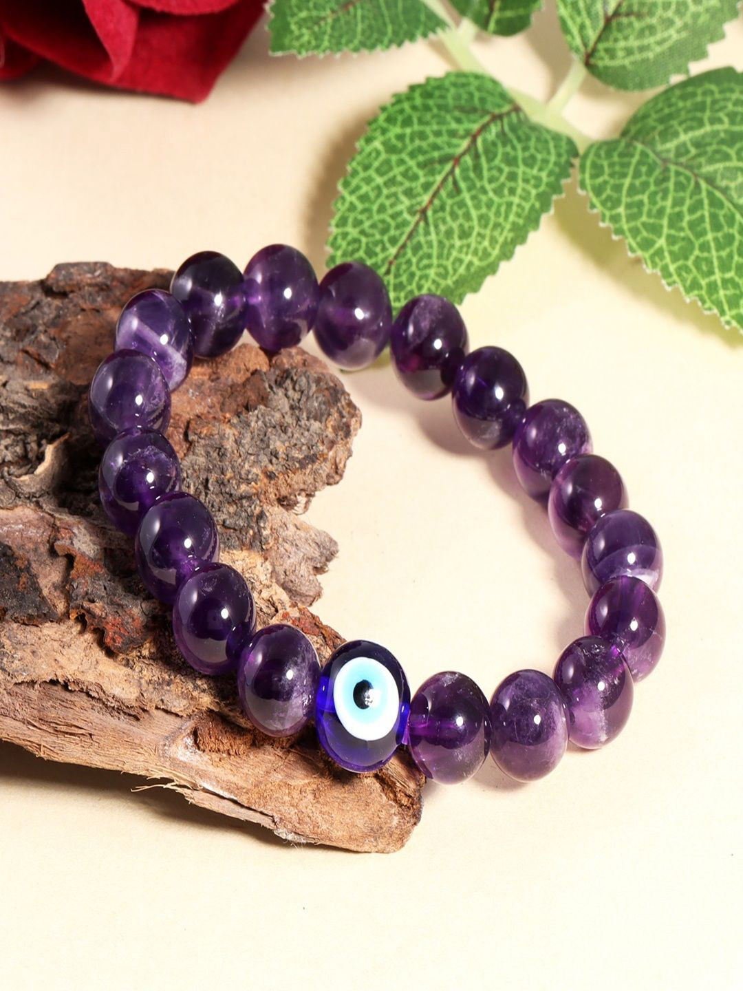 Nirvana Unisex Amethyst and Evil Eye Bracelet
