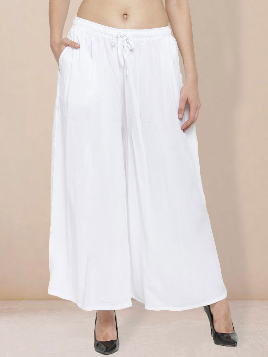 all about you Women Solid Wide Leg Flat-Front Loose Fit Trousers