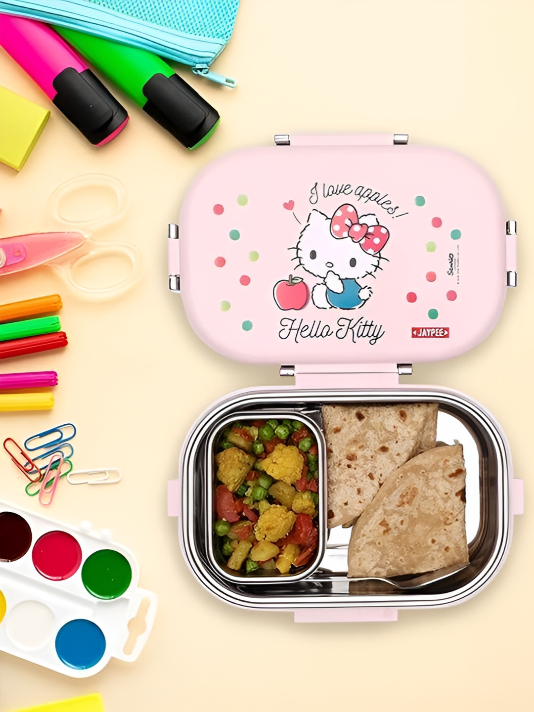 Jaypee Missteel Kitty Light Pink Inner Steel Insulated Lunch Box 500ml