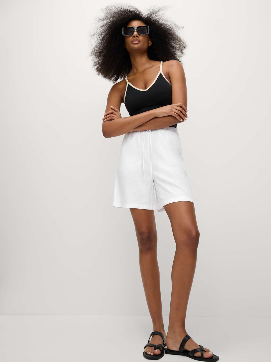 Marks & Spencer Women High-Rise Linen Fashion Shorts