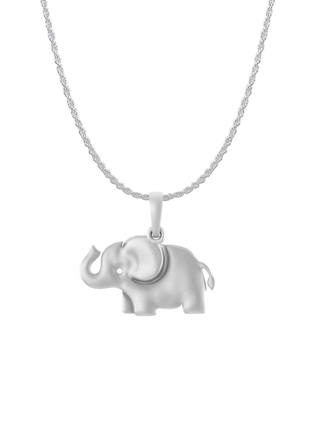 Metronaut 92.5 Sterling Silver Elephant Shaped Pendant With Rope Chain