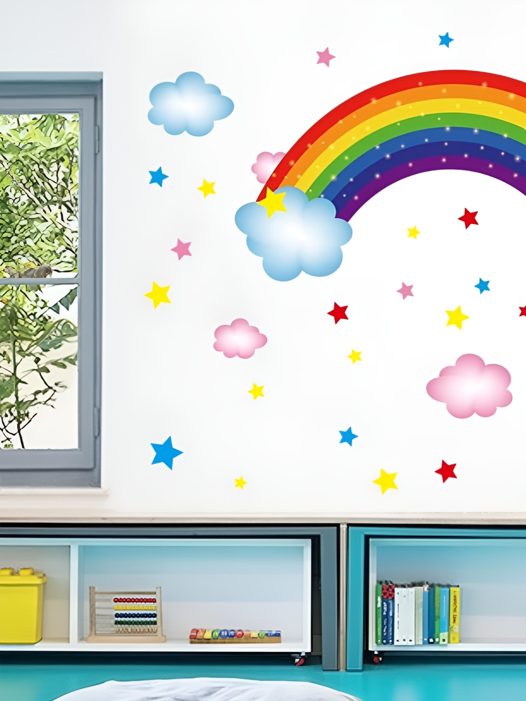 prettykrafts Blue & Pink Rainbow Waterproof Wall Sticker