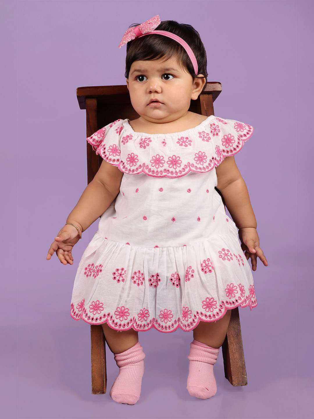 Nature Nook Kids Girls Floral Embroidered Fit & Flare Dress