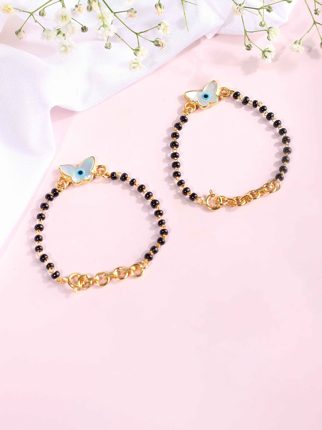 Elegante kids Girls Sterling Silver Handcrafted Gold-Plated Wraparound Bracelet