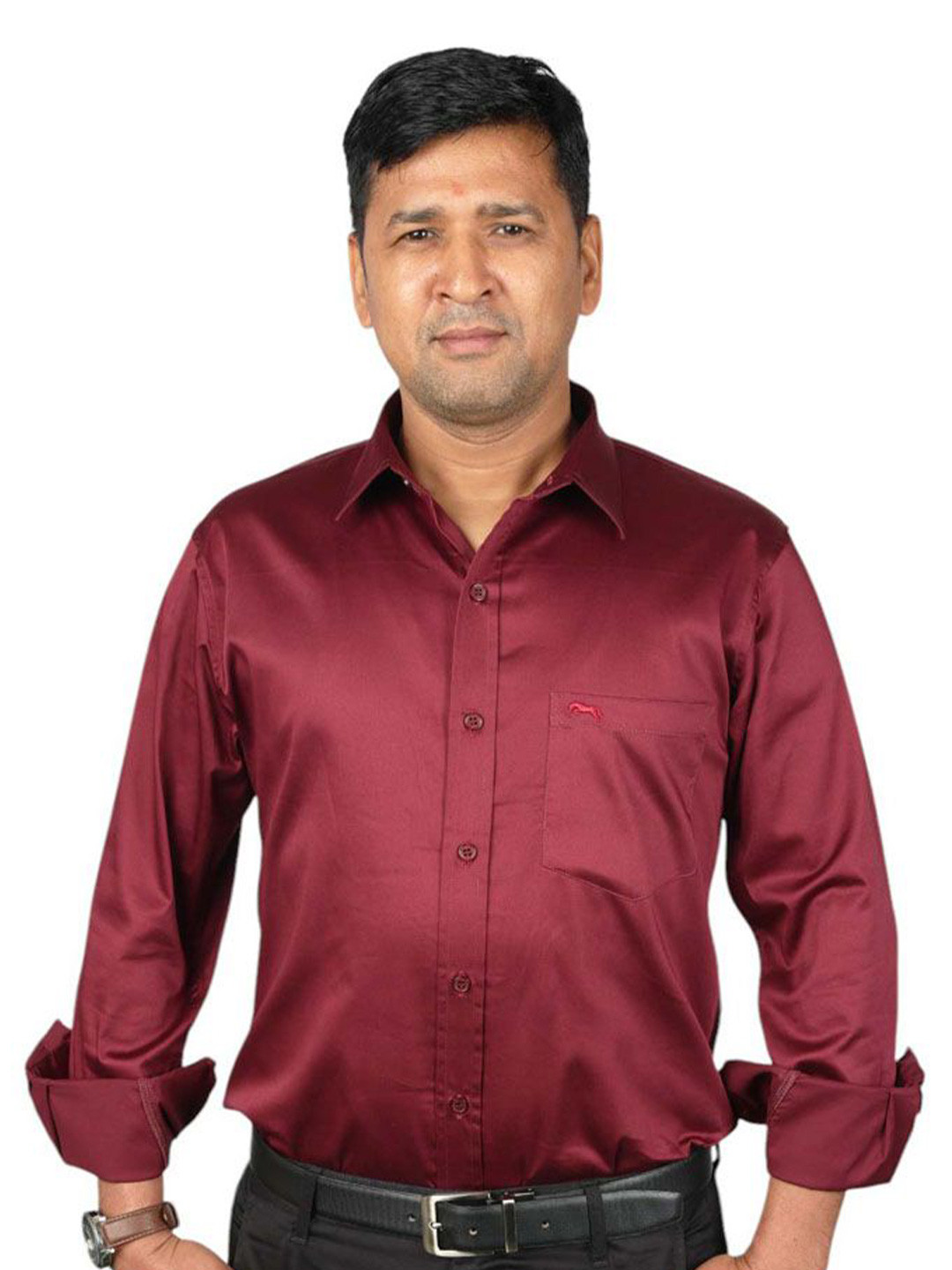 JUMP USA Men Smart Fit Solid Spread Collar Cotton Formal Shirt