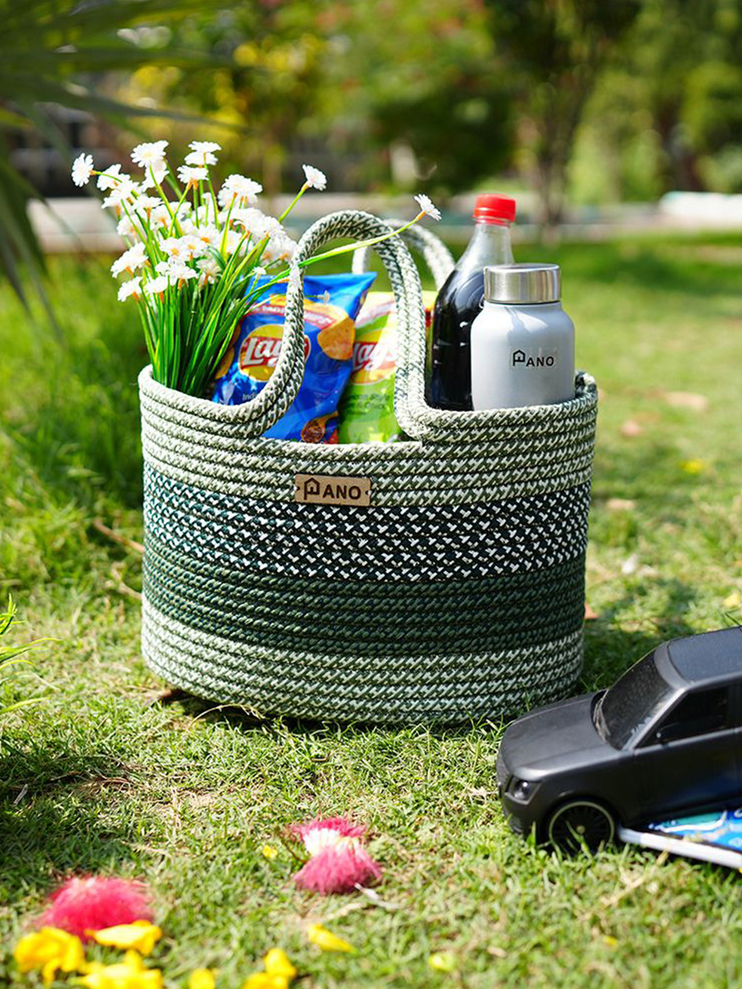 Pano Women Striped Tote Hand Basket