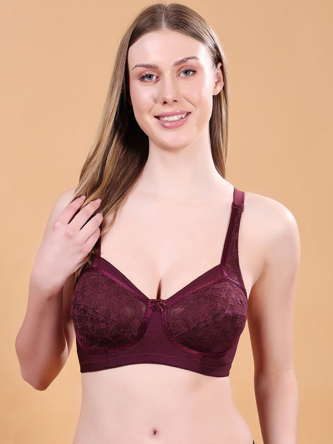 Floret Women Lace Full Coverage Embellished Bra Full Coverage