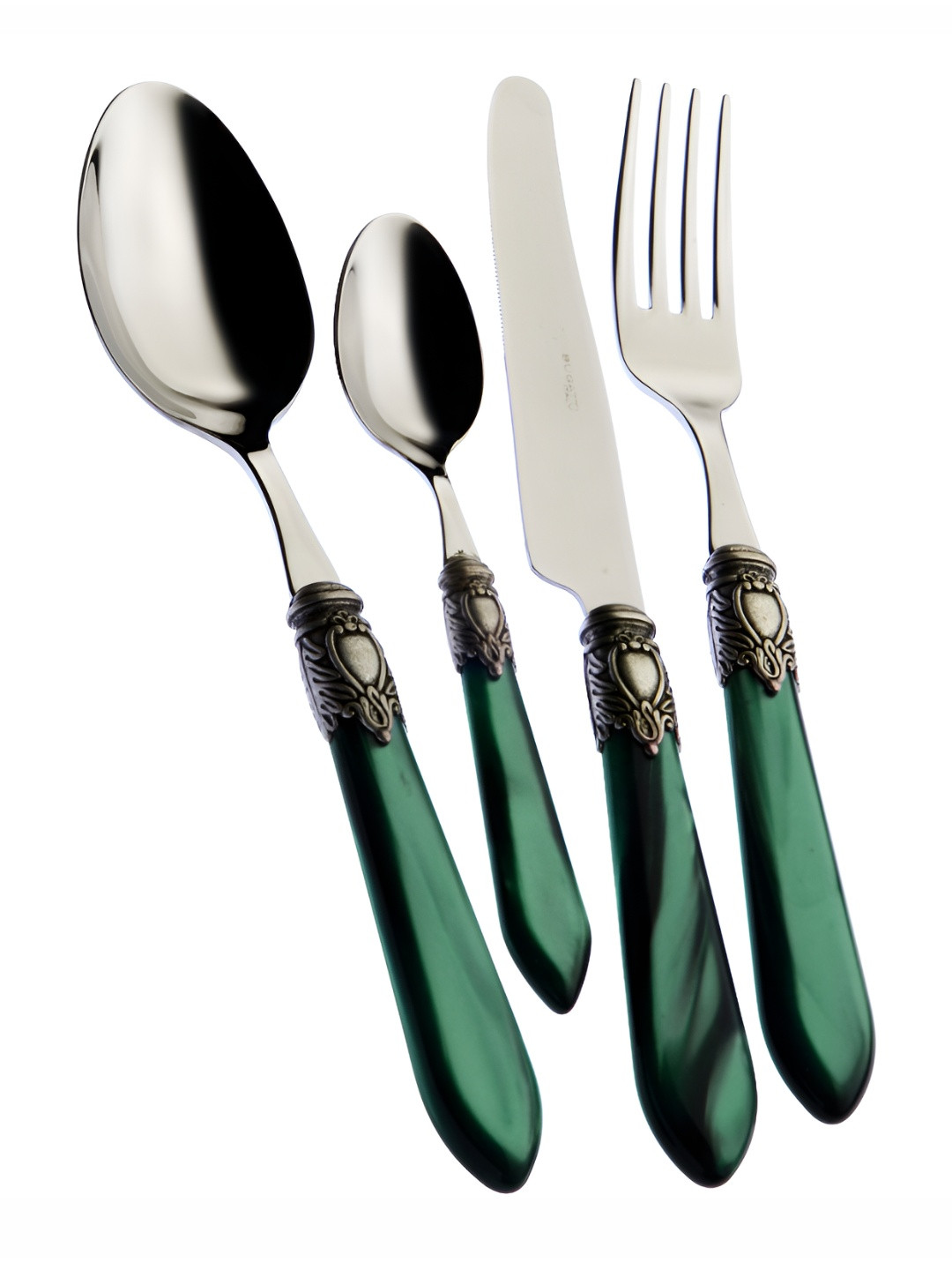 Bugatti Green & Silver Toned Stainless Steel 24 Pieces Cutlery Set