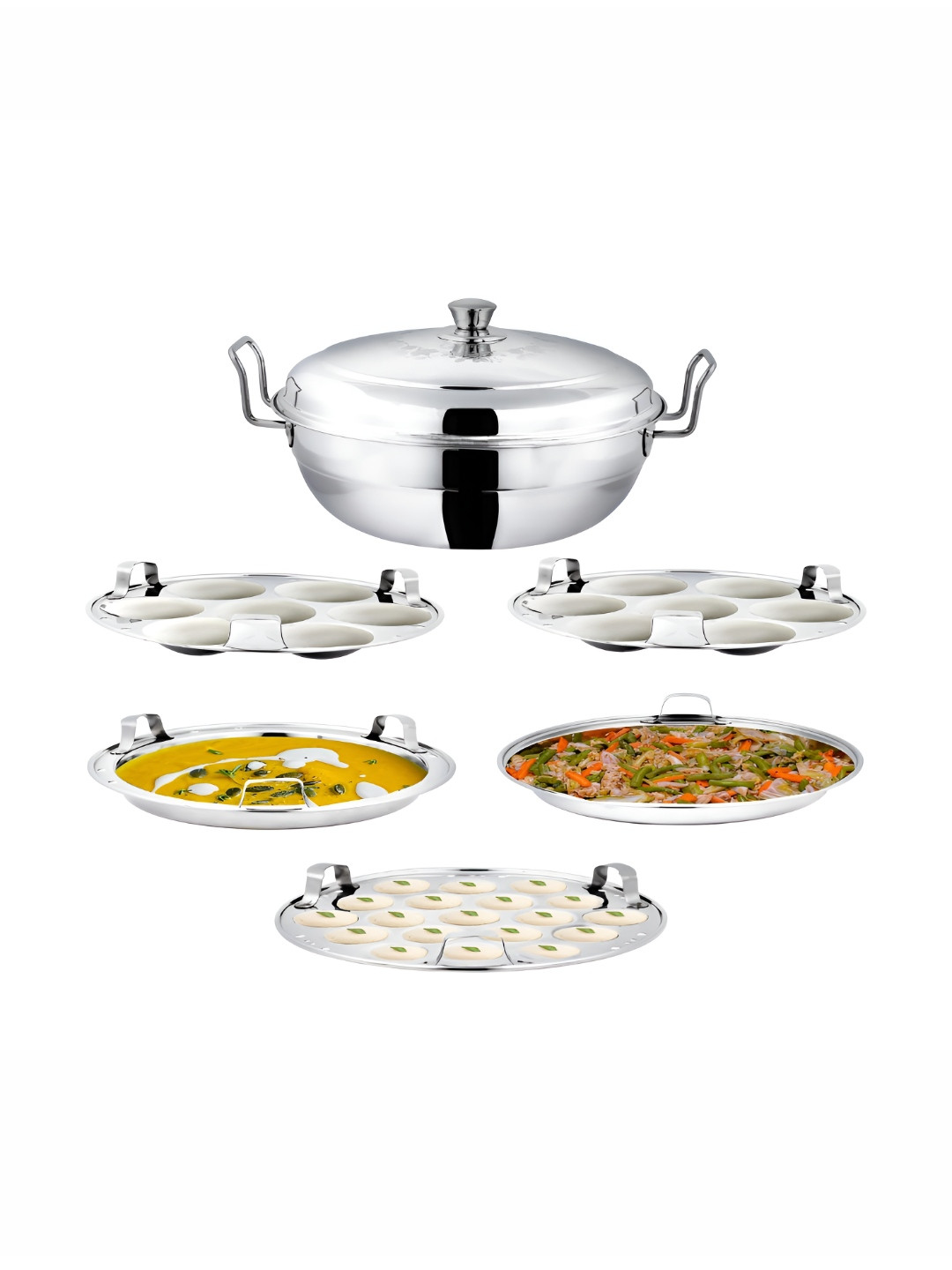 Waymore Silver-Toned Easy to Clean Stainless Steel Cookware Set of