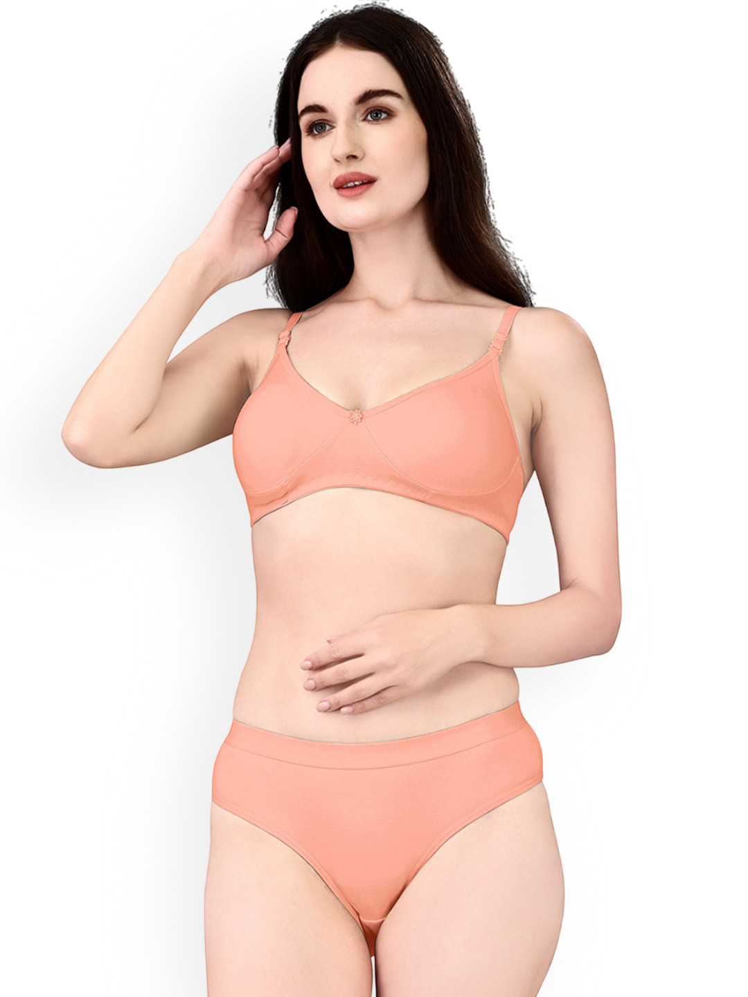 Exotica Lingerie Orange Non-Padded And Non-Wired Lingerie Set With Regular Straps