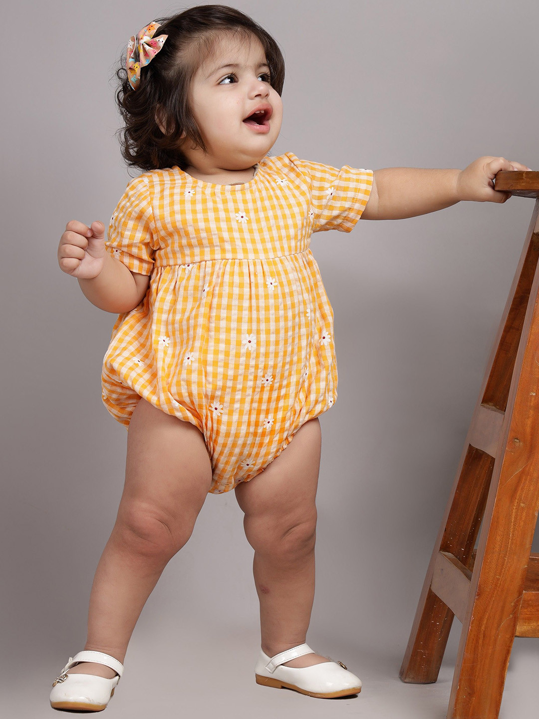 Nature Nook Kids Infant Girls Checked Bodysuit