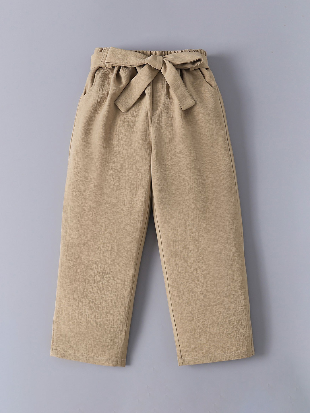 Mark & Mia Girls Solid Regular Fit Mid-Rise Flat-Front Chinos Trousers