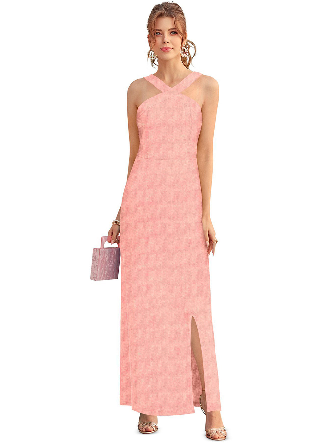 KREADAA Striped Bodycon Maxi Dress