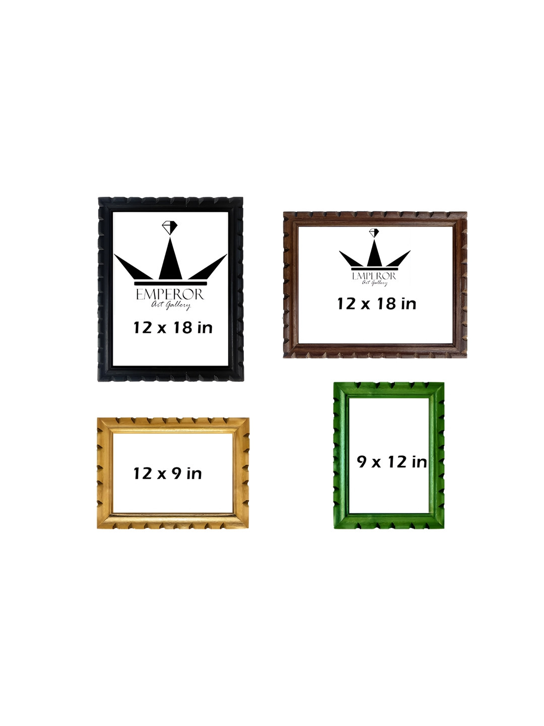 EMPEROR ART GALLERY Brown & Black 4 Pieces Wood Wall Photo Frames