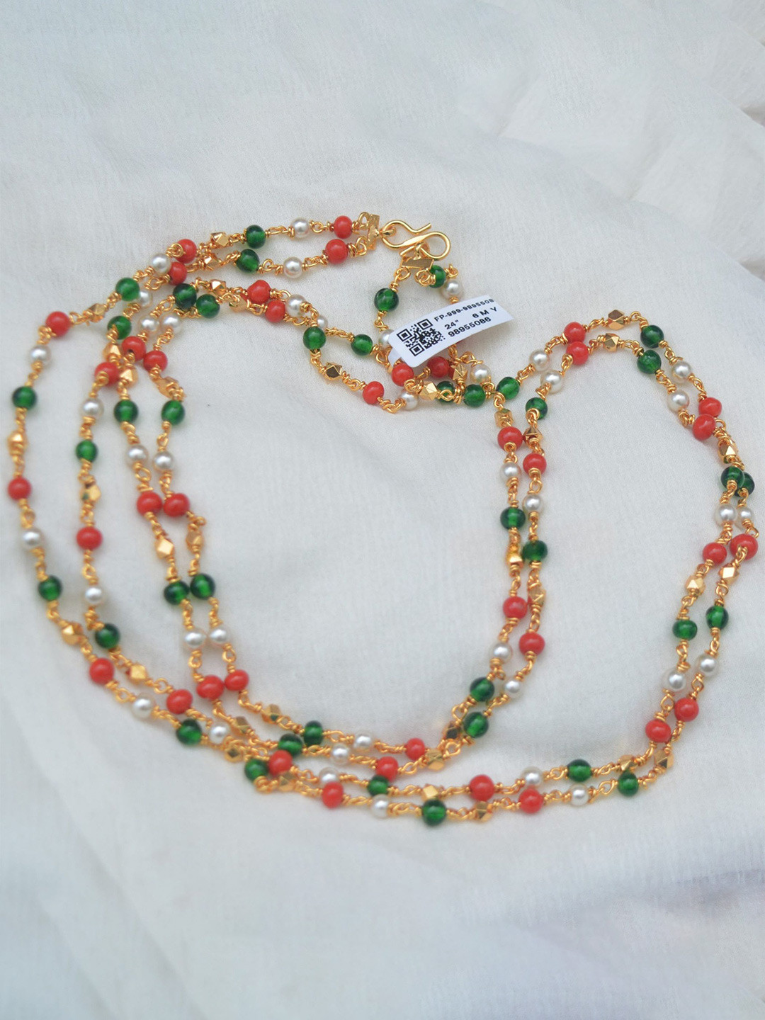 ELEGANTDREAM Gold-Plated Artificial Beads Chain