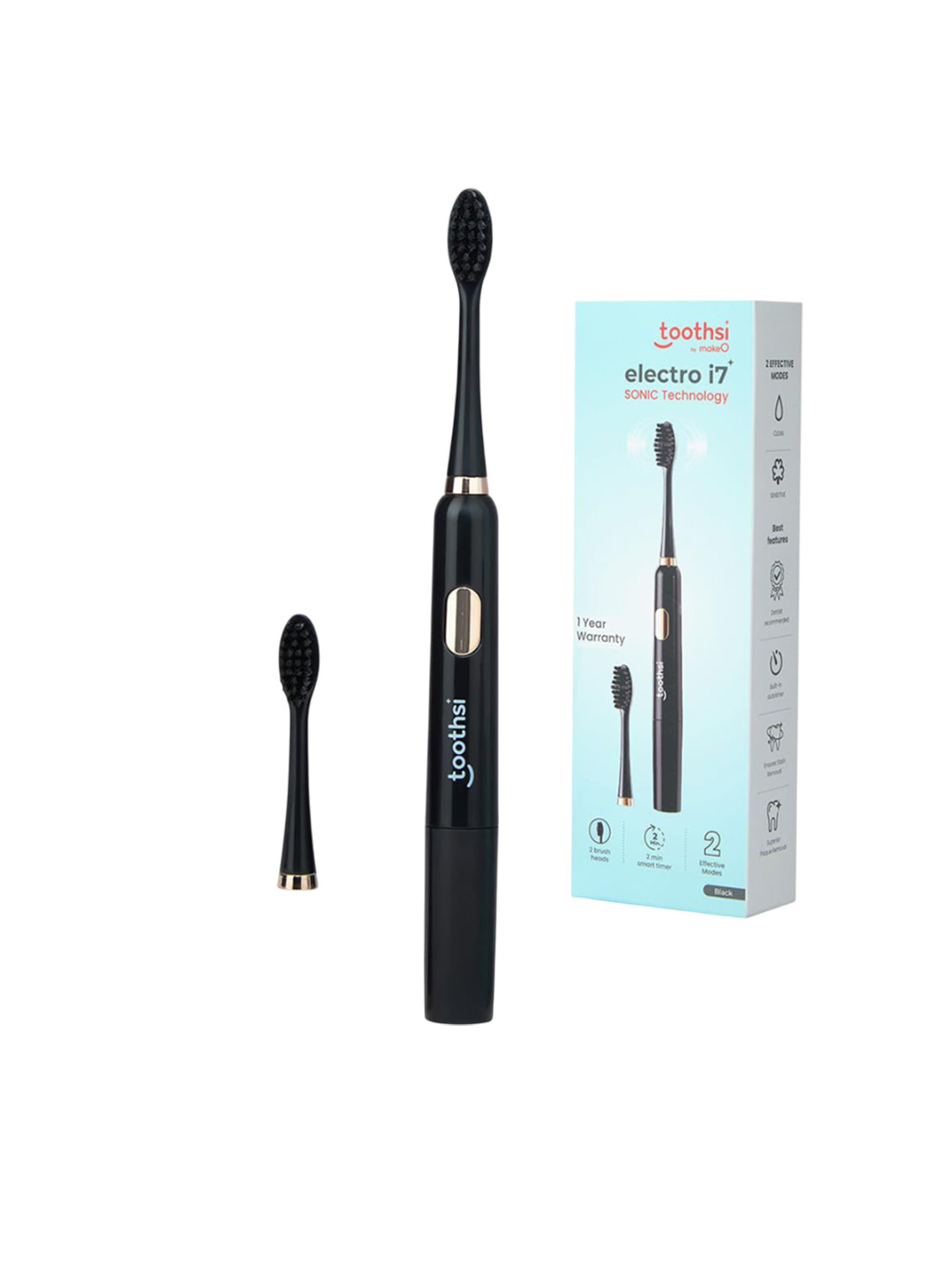 Toothsi i7 IPX7 Waterproof Electric Toothbrush- Black