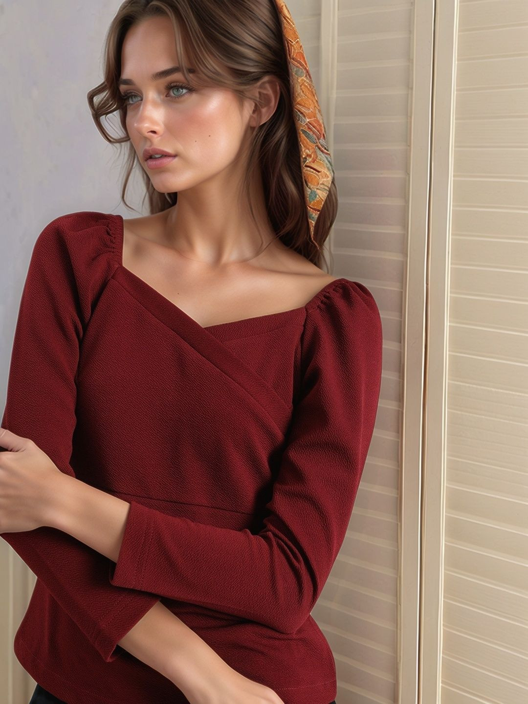 RARE Sweetheart Neck Puff Sleeve Top