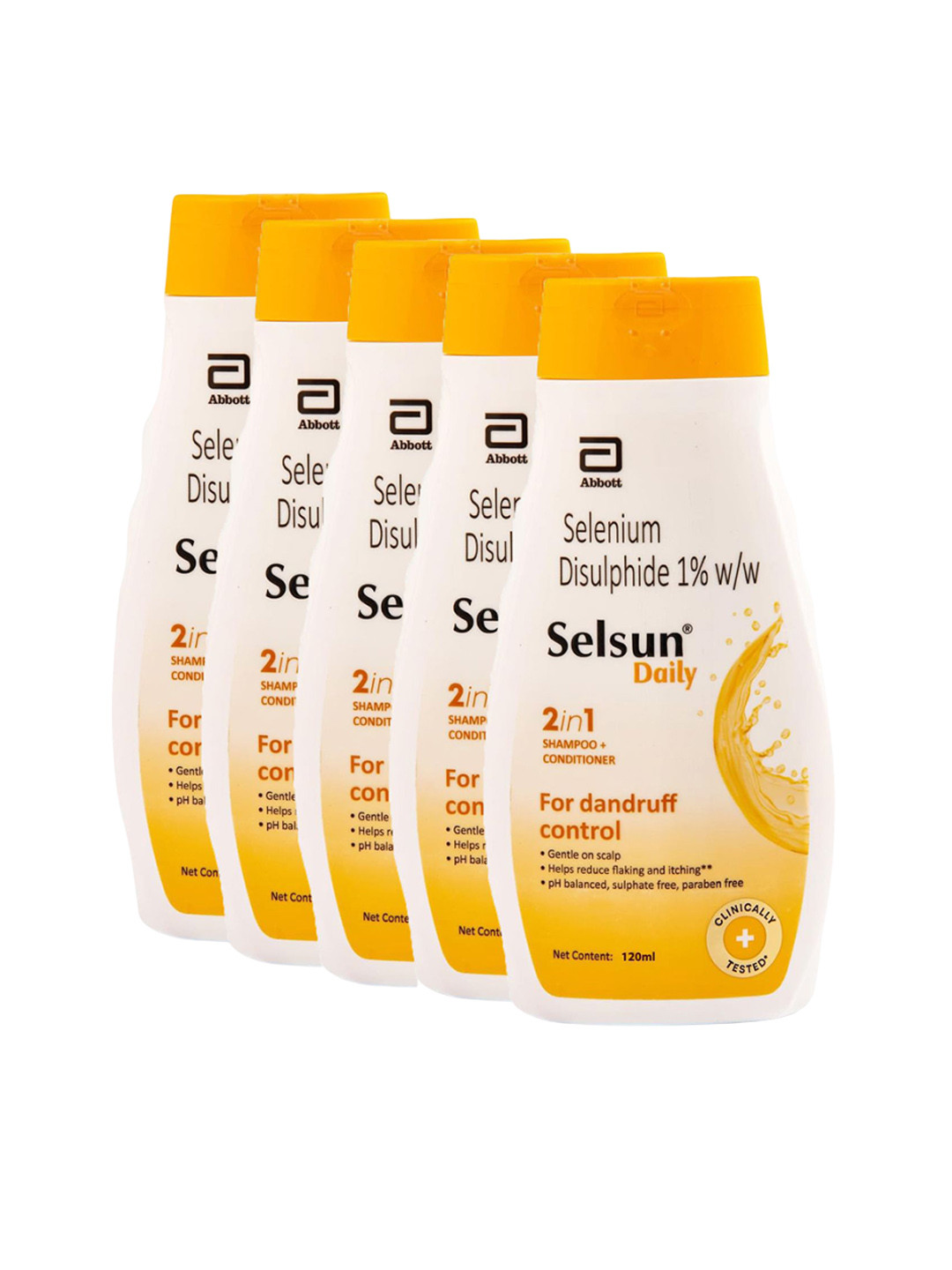 Selsun Set of 5 2-in-1 Anti-Dandruff Shampoo + Conditioner - 120 ml Each