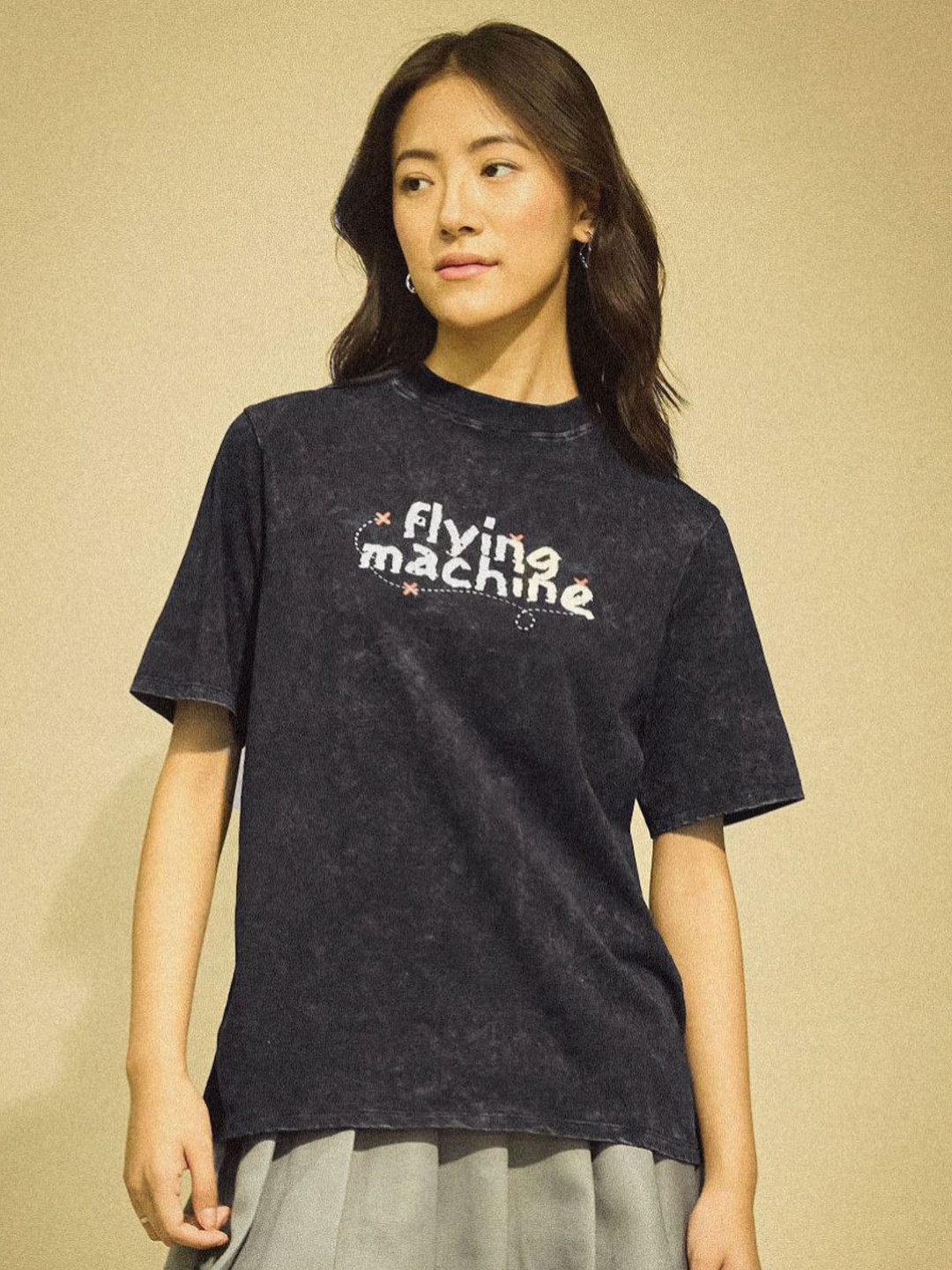 Flying Machine K-Street X Boxy Fit Washed T-Shirt