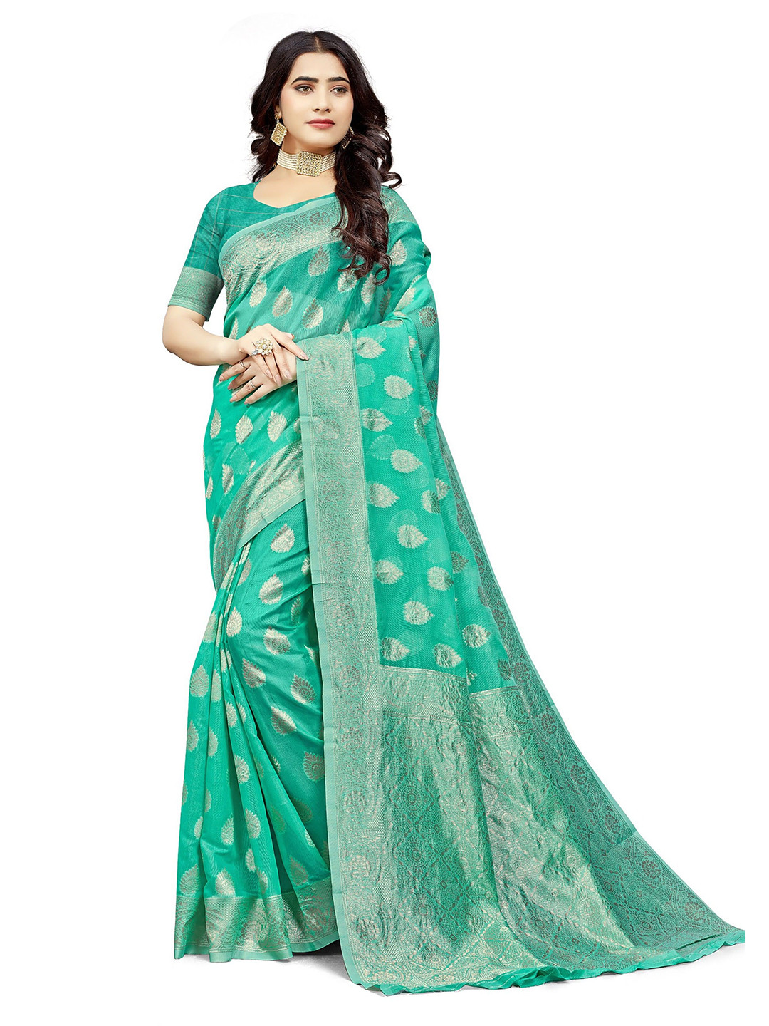 Moda Rapido Woven Design Pure Cotton Banarasi Saree