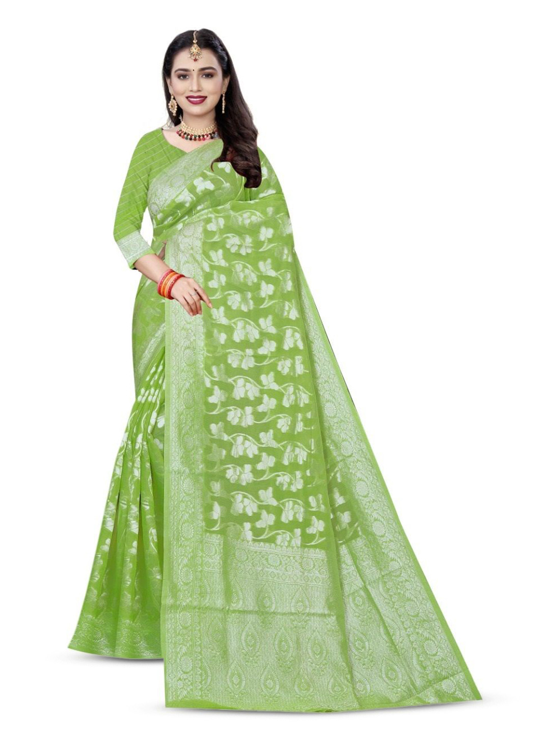 Moda Rapido Woven Design Zari Pure Cotton Saree